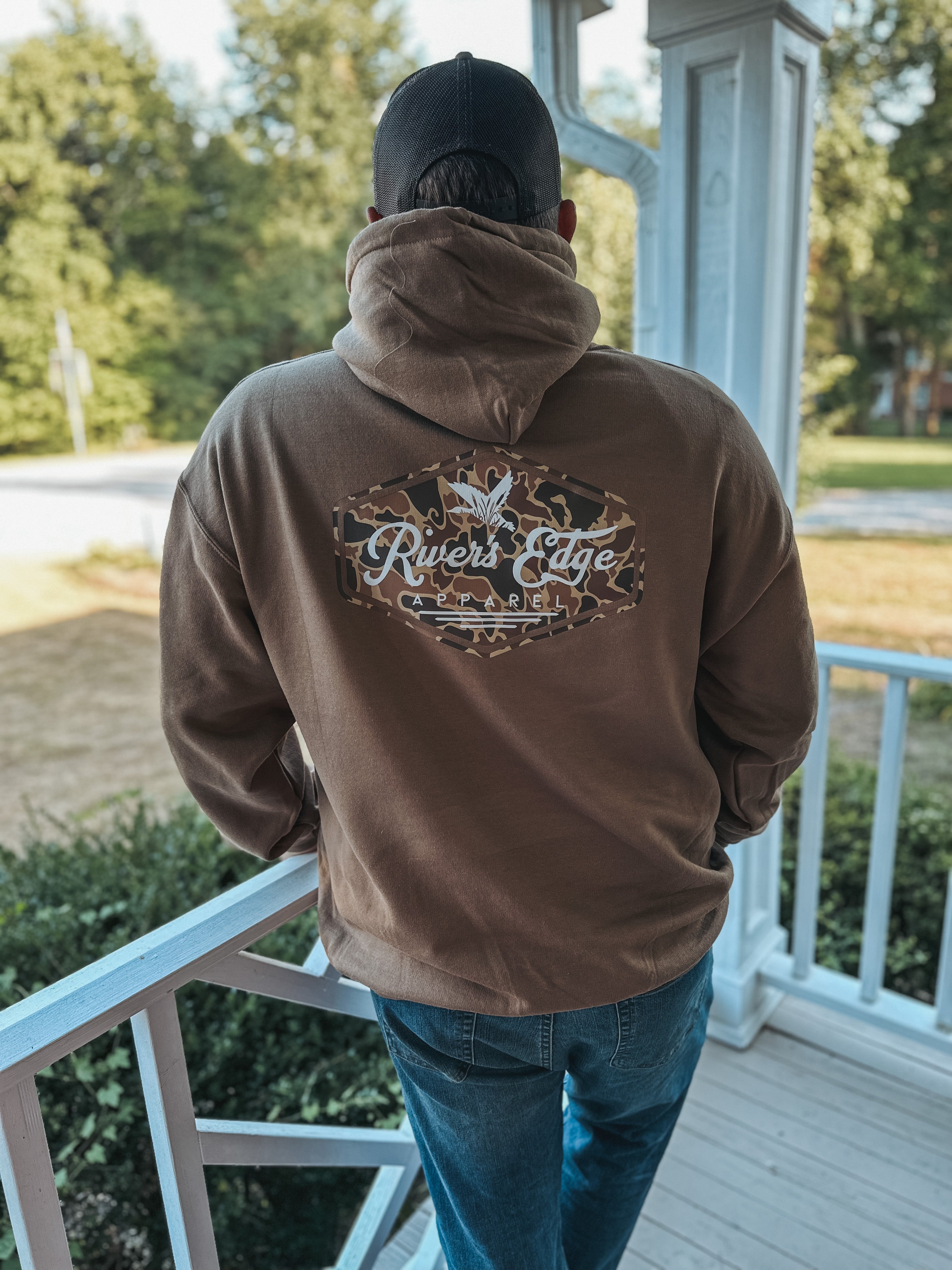 River s Edge Apparel Logo Hoodie Woodland Old School