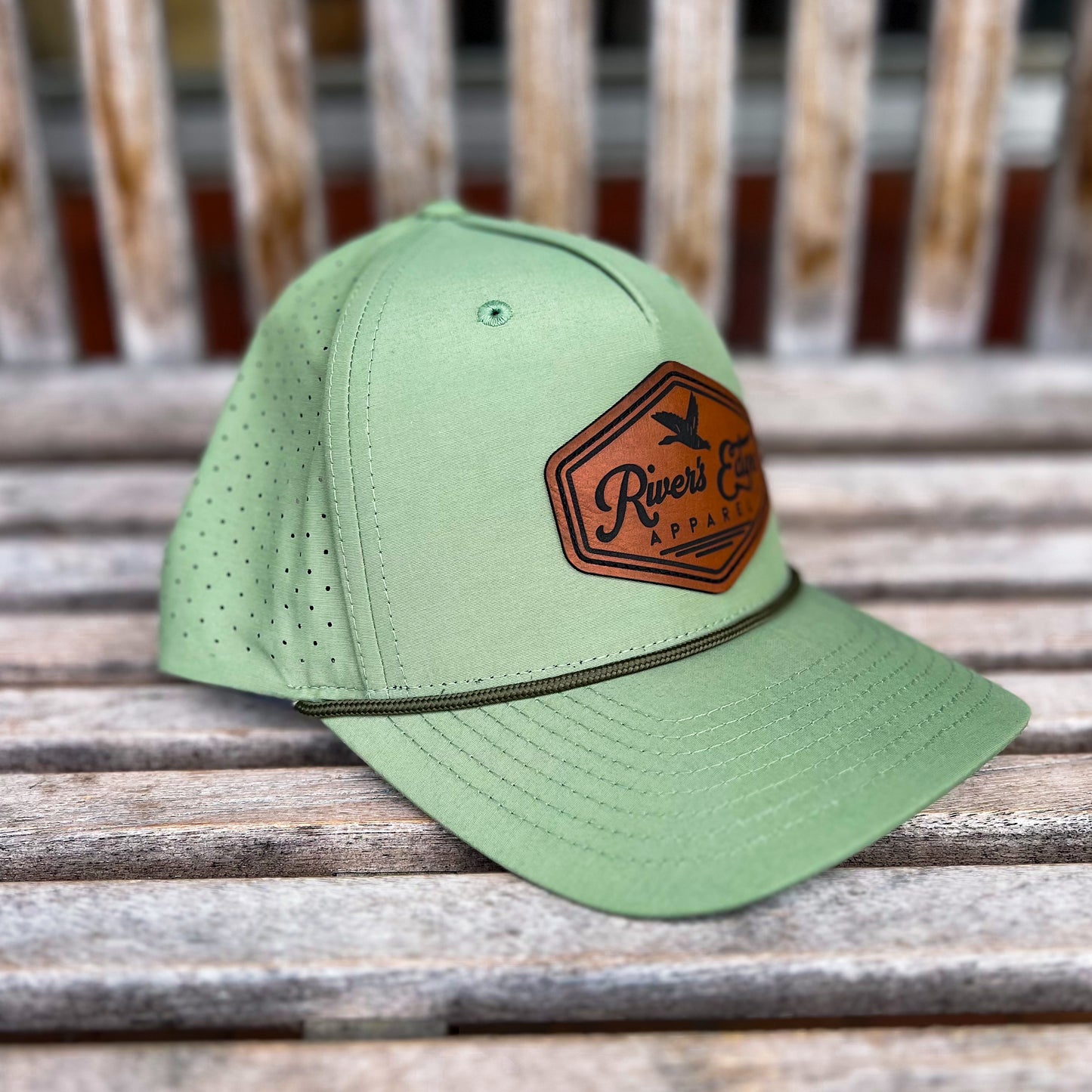 Rivers Edge Apparel Leather Patch Rope Hat - Green